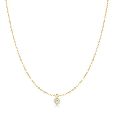 Gold Classic Bezel-Set Solitaire Necklace