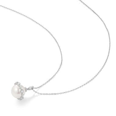 Silver Shell Pearl Halo Evil-Eye Necklace