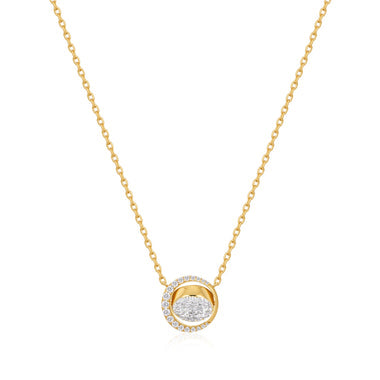 Gold Reversible Pavé Moon Evil-Eye Necklace