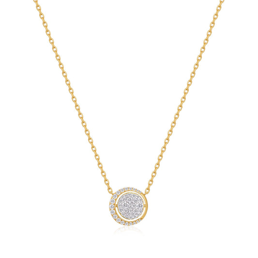 Gold Reversible Pav¨¦ Moon Evil-Eye Necklace