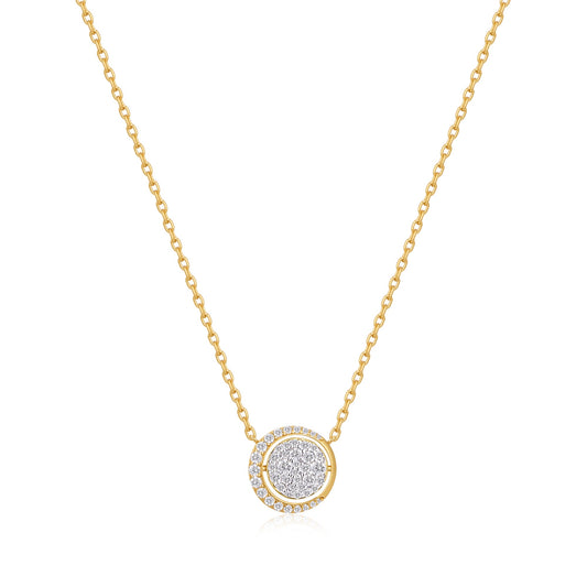 Gold Reversible Pav¨¦ Moon Evil-Eye Necklace