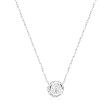 Silver Reversible Pavé Moon Evil-Eye Necklace