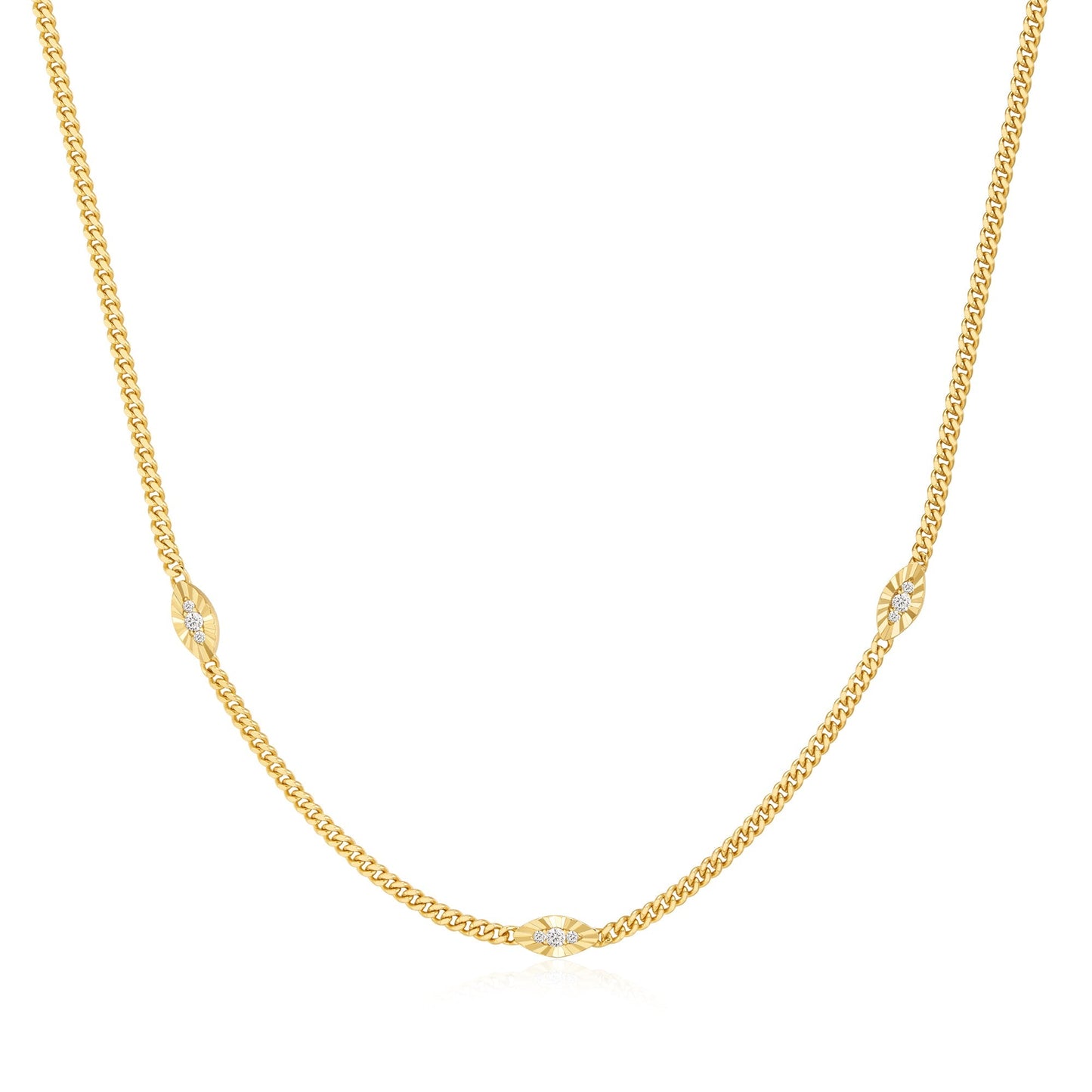 Gold Evil Eye Station Necklace