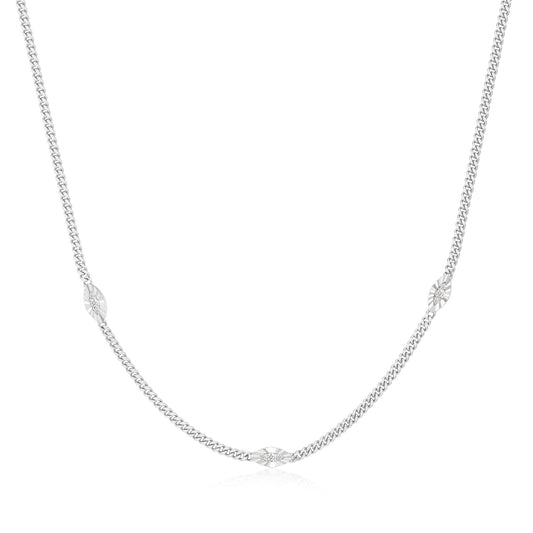Silver Evil Eye Station Necklace