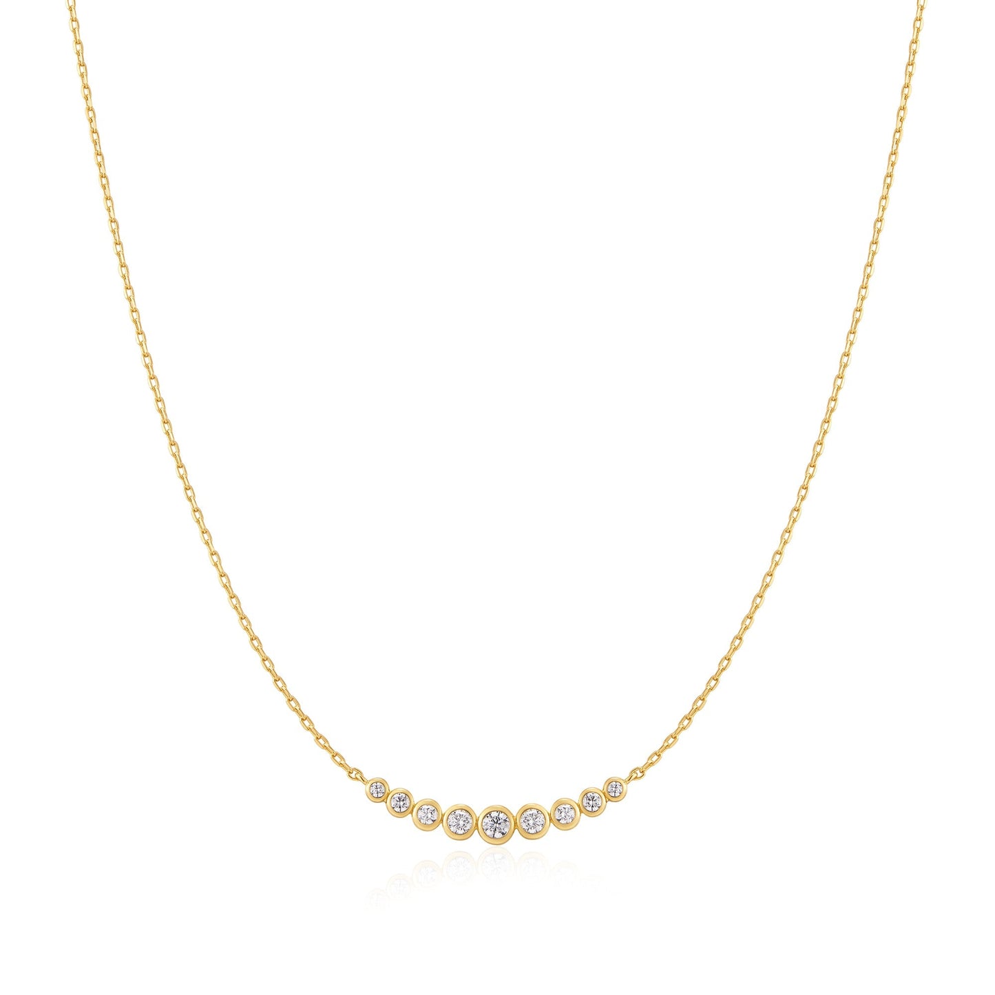 Gold Graduated Bezel-Set Necklace