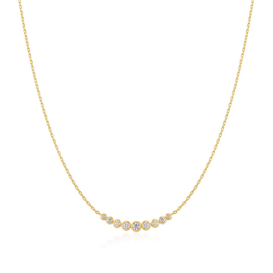 Gold Graduated Bezel-Set Necklace