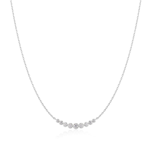 Silver Graduated Bezel-Set Necklace