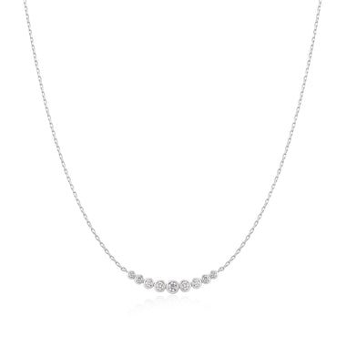 Silver Graduated Bezel-Set Necklace