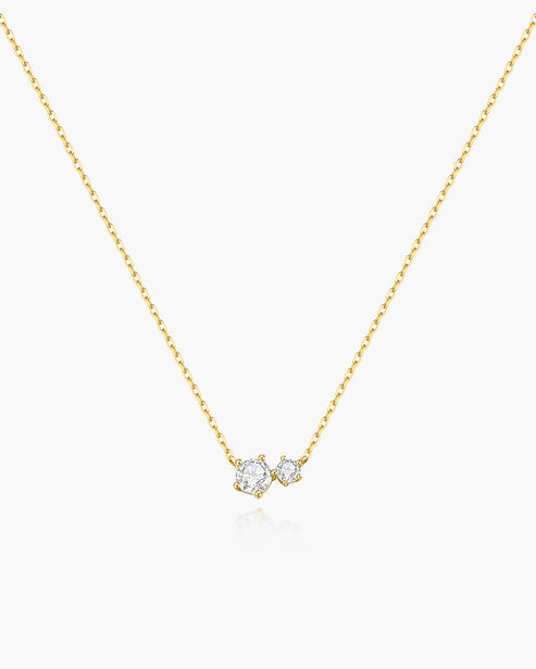 Gold Prong Set Duo Necklace