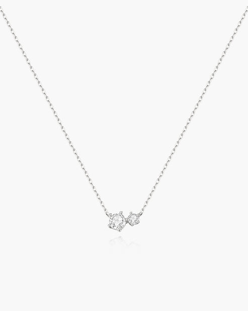 Silver Prong Set Duo Necklace