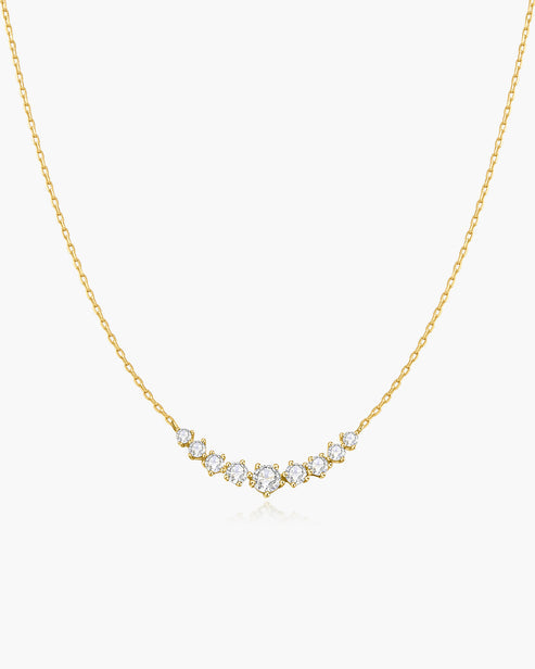 Gold Graduated Pavé Arc Necklace