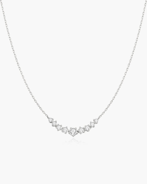 Silver Graduated Pavé Arc Necklace
