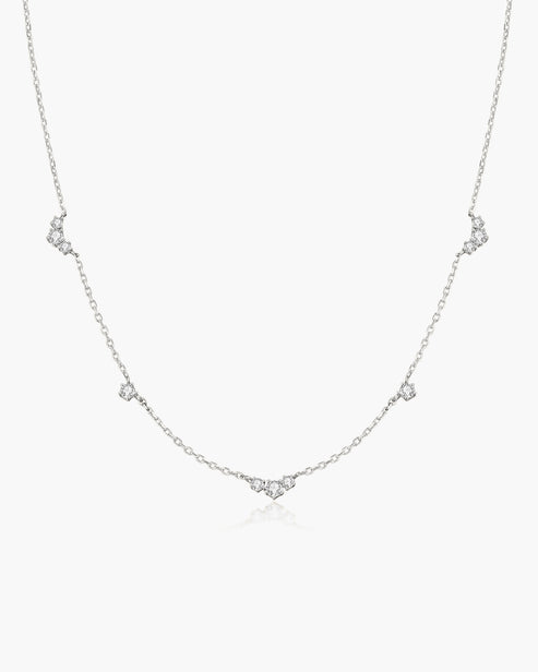 Silver Cluster & Single Station Necklace