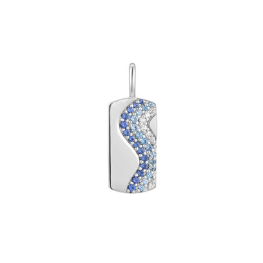 Silver Wave Blue Sparkle Charm