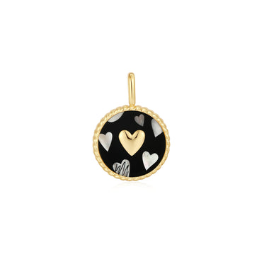 Gold Heart Enamel and Mother of Pearl Charm