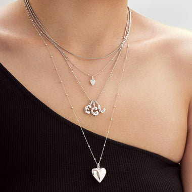 Silver Heart Pavé Charm