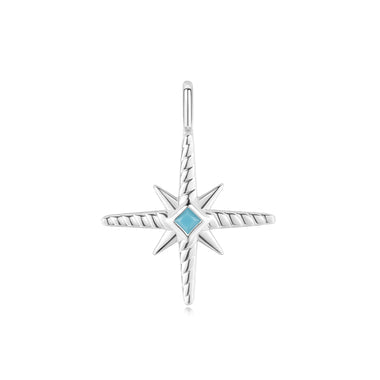 Silver Turquoise and Cubic Ziconia Star Charm