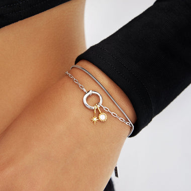 Gold Round Beaded Bezel Set Charm