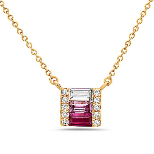 14 Karat Rose Gold Pink Ombre Necklace