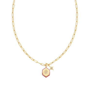 Gold Enamel Hexagon Charm