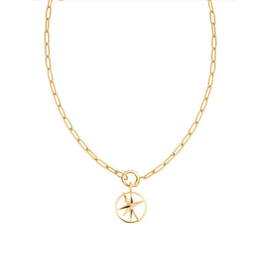 Gold Link Charm Chain Connector Necklace