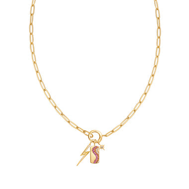 Gold Wave Pink Sparkle Charm