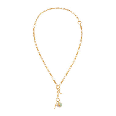 Gold Mixed Link Charm Chain Connector Necklace