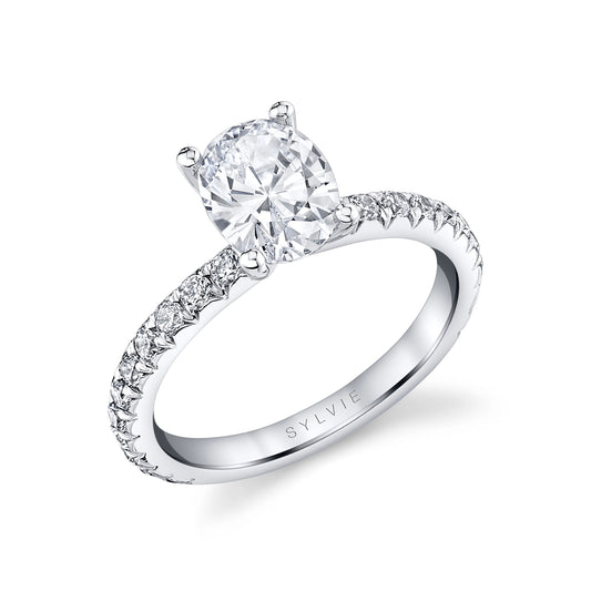 Vanessa | 14kt White Gold Oval Cut Classic Diamond Engagement Ring