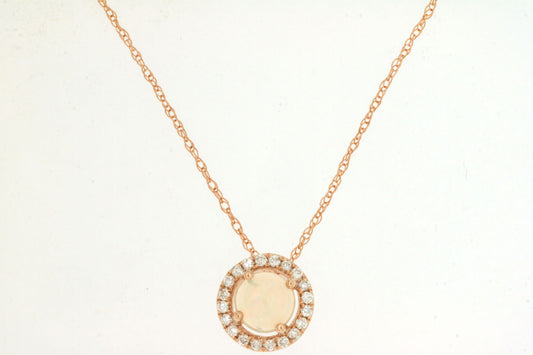 14kt Rose Gold Opal & Diamond Pendant