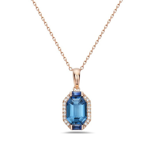 14 Karat Rose Gold Blue Topaz Pendant