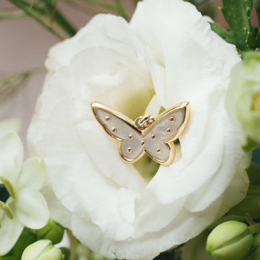 Gold Mother Of Pearl Butterfly Charm