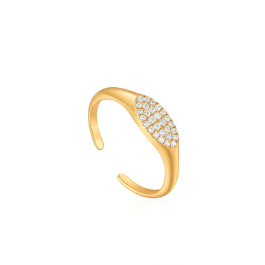 Gold Glam Adjustable Signet Ring