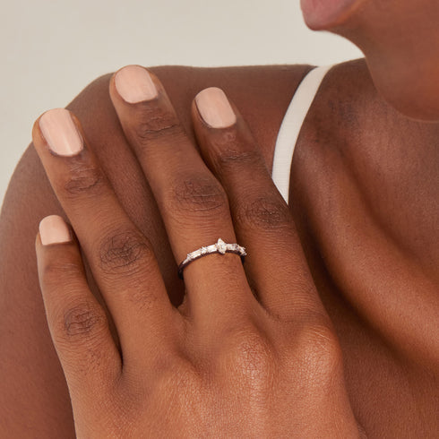 Silver Sparkle Multi Stone Band Ring