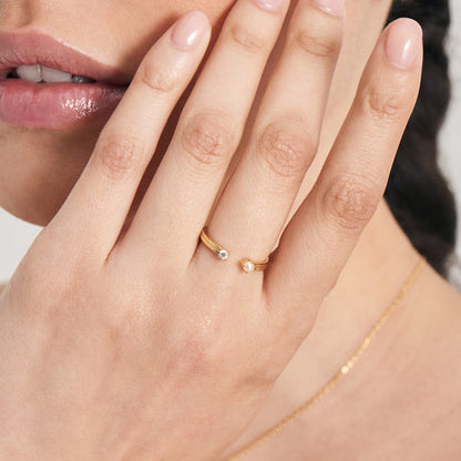 Gold Pearl Sparkle Adjustable Ring