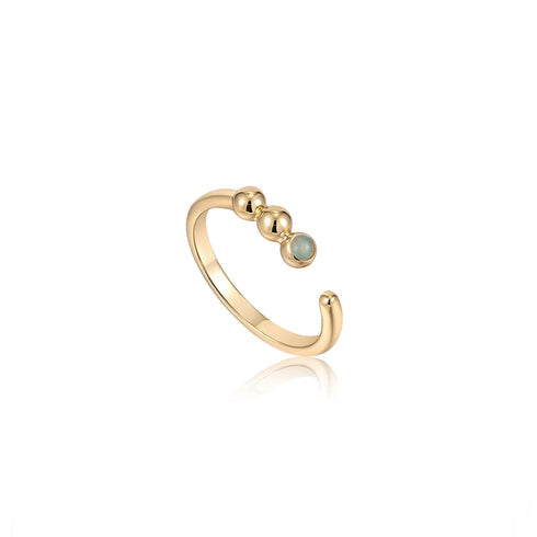 Gold Orb Amazonite Adjustable Ring
