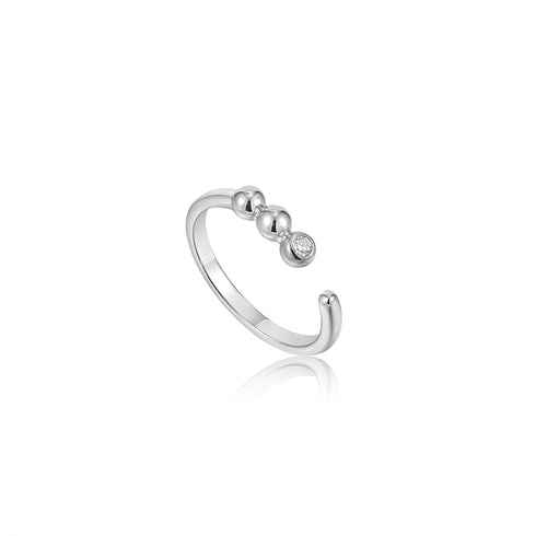 Silver Orb Sparkle Adjustable Ring