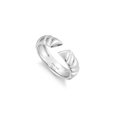 Silver Irregular Twill Adjustable Ring