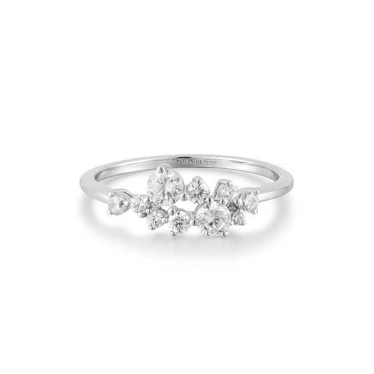 Silver Flower Cluster Pav¨¦ Ring