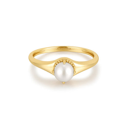 Gold Freshwater Pearl Stacking Ring