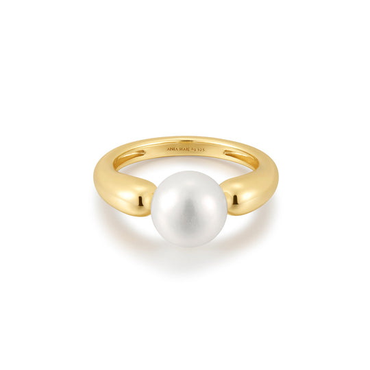 Gold Freshwater Sphere Pearl Ring