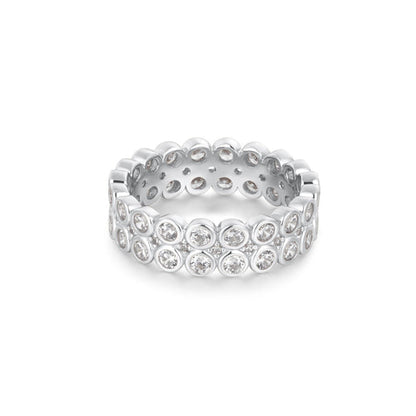 Silver Double Row Bezel Ring