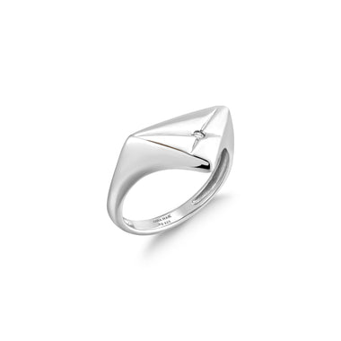 Silver Kiss Triangle Ring