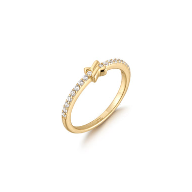 Gold Cross Cubic Zirconia Ring