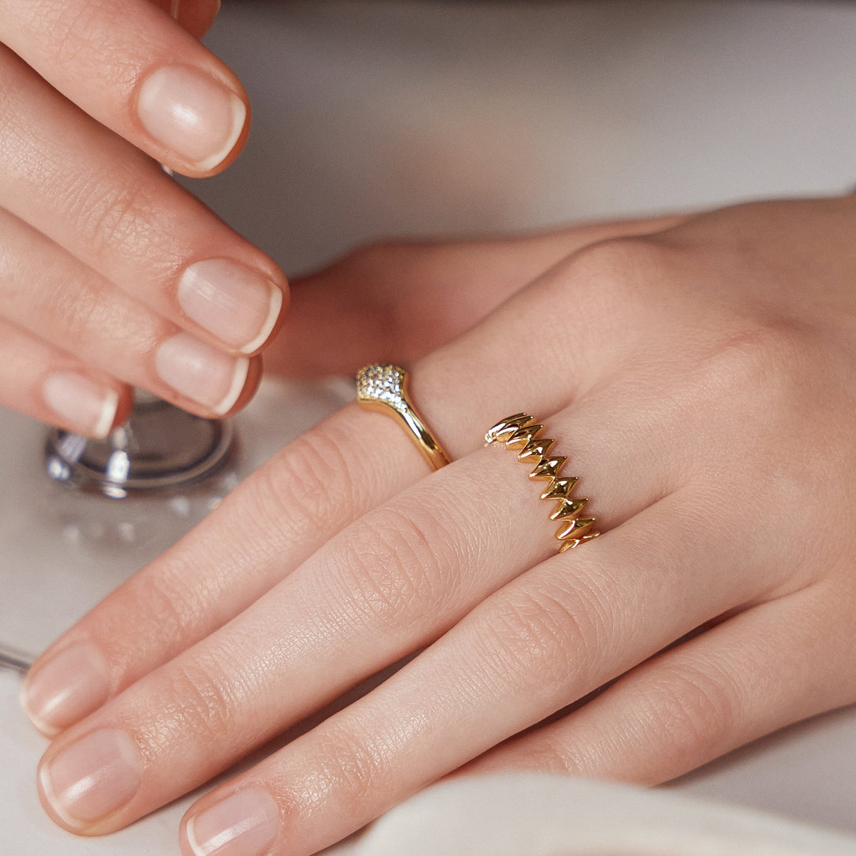 Gold Half Pav¨¦ Sparkle Ring