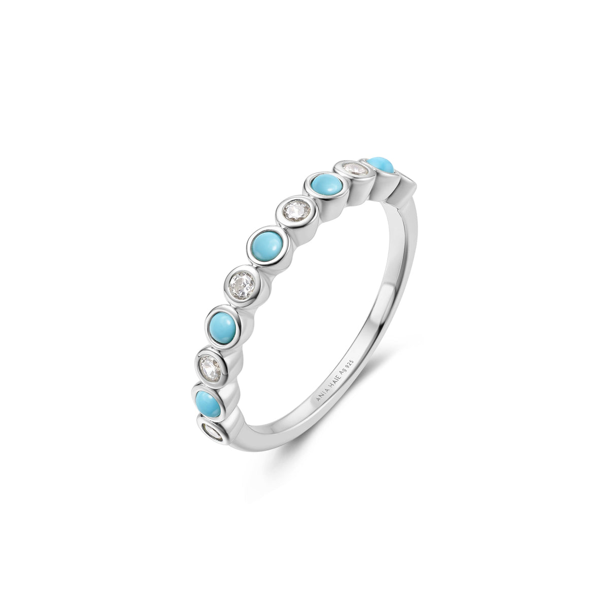 Silver Bezel Lab Created Turquoise Ring