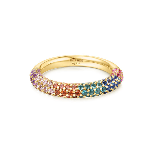 Gold Rainbow Pav¨¦ Ring