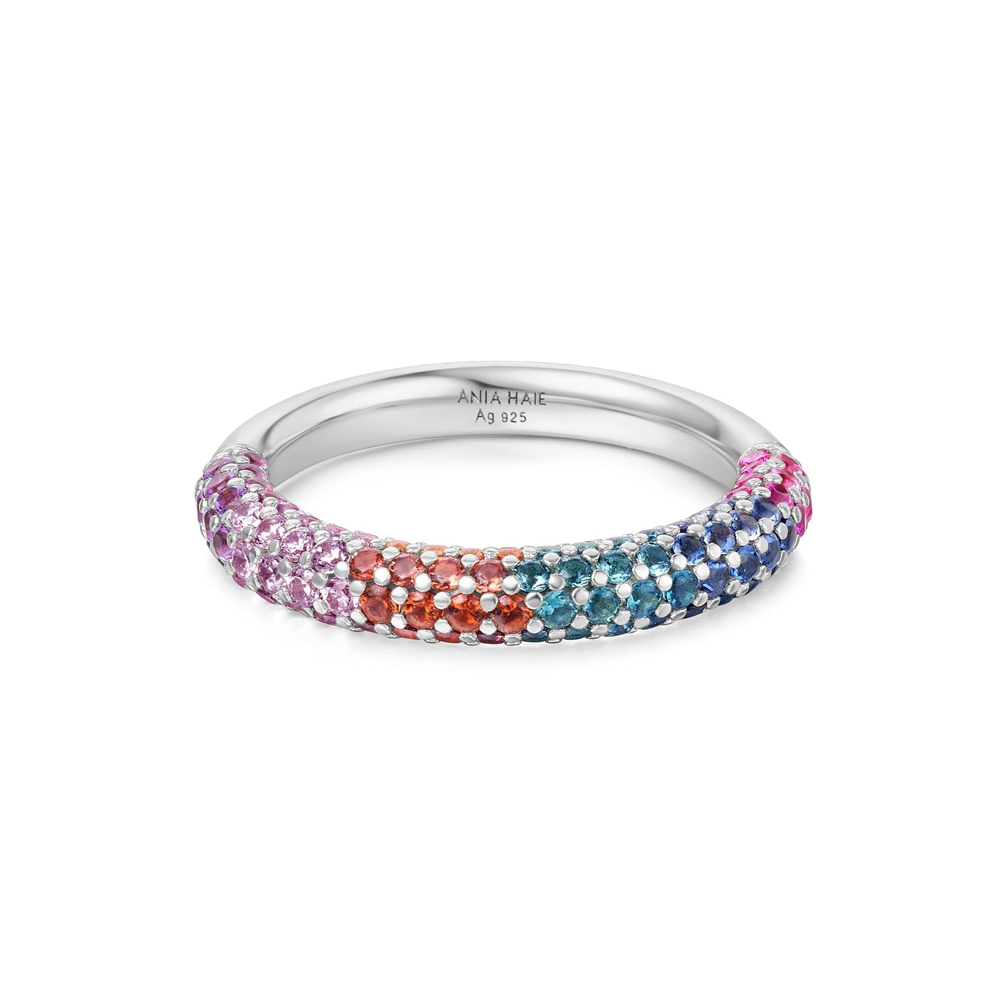 Silver Rainbow Pav¨¦ Ring