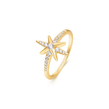 Gold Eight-Pointed Star Signet Ring