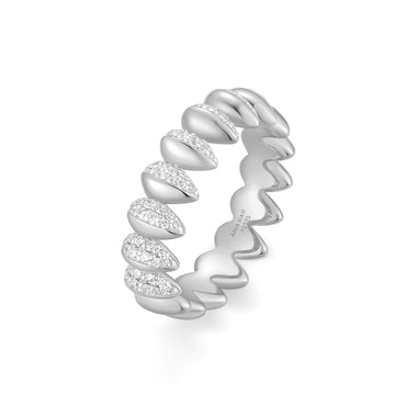 Silver Sparkling Puffy Spike Ring