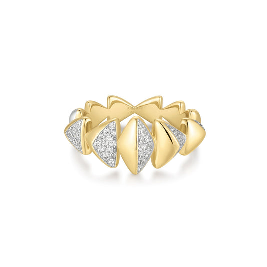 Two-Tone Sparkling Bold Puffy Spike Ring